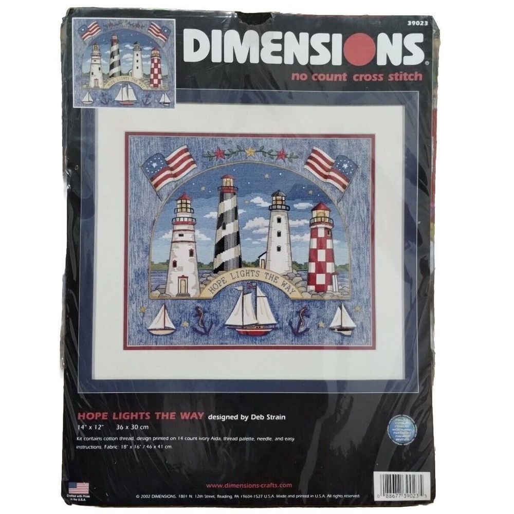 Dimensions No Count Cross Stitch Kit 39023 Hope Lights The Way Lighthouses Boats